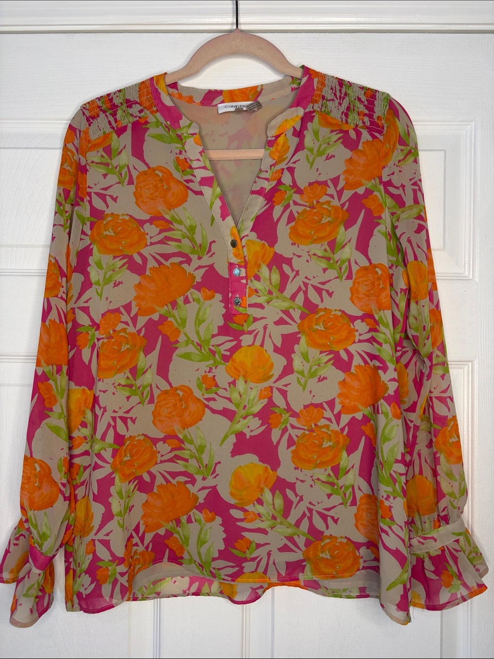 Calvin Klein Lined Flowy Floral Blouse size SP